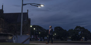 Sydney University Professor Thomas Maschmeyer,seen with lights powered by an innovative zinc-bromine battery,believes science is under attack from Canberra.