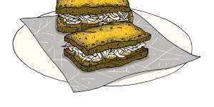 Paper Bird's prawn toast sandwich.