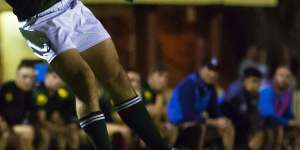 Nawaqanitawase takes a high ball in the Junior Wallabies U20s World Championship warm up against an Australian Barbarians side in Sydney last week.