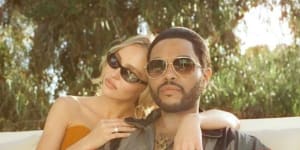 Lily-Rose Depp (left) and Abel Tesfaye (right) in HBO’s The Idol.
