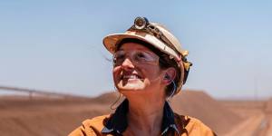 Nicole O'Keefe at the BHP Jimblebar reclaimer in the north west of Western Australia is one of the growing number of women in the mining industry. 