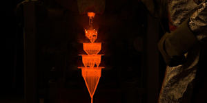 A gold pour at Kaiser Reef’s Henty mine in Tasmania,where it has boosted gold reserves by 29 per cent.