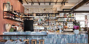 The urban dining area at Young’s Wine Rooms in Hawthorn East.