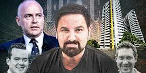 The ICAC has lit the fuse on an explosive inquiry that will examine the behaviour of (left to right) Jean-Claude Perrottet,Dallas McInerney,Jean Nassif,and Charles Perrottet among others.