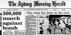 On April 1,1985,the Sydney Morning Herald reported Kim Beazley's claim the day before that the government knew everything that happened at the US Pine Gap spy base near Alice Springs. It also carried a report on a huge'ban the bomb'march.