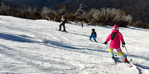 Annabelle Nelson’s children learn how to ski at Thredbo.