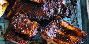 Sticky stuff:The spicy-sweet rub and sauce turn the ribs into a finger-licking feast.