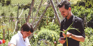 Bursting into bloom:Head gardener Julie Bennett and chef Gerard Phelan in Montalto Estate's three-hectare garden.