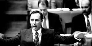 Former prime minister Paul Keating,shown here in 1992,didn’t want question time to be televised. 
