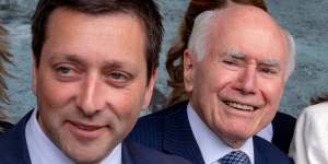 Matthew Guy and John Howard:The Liberal Party is a long way from its old certainties. 