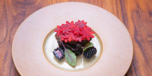 Beef with beetroot,blackberry and horseradish.