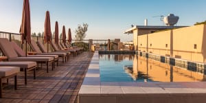 Bohemian luxe,or just luxe? The rooftop pool at Hotel Marvell.