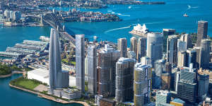 Central Barangaroo is designed to act as a “bridge” between the headland park and the high-rise financial district. 