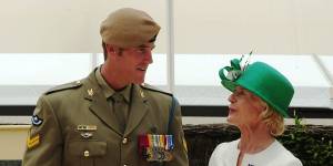 Roberts-Smith talks with then governor-general Quentin Bryce after being awarded the Victoria Cross in 2011. 