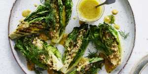 Adam Liaw's grilled gem lettuce with anchovy vinaigrette.