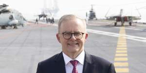 Prime Minister Anthony Albanese aboard the INS Vikrant