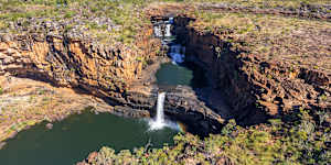 Mitchell Falls (Punamii-Uunpuu) in Mitchell River National Park in the remote Kimberley region of Western Australia.