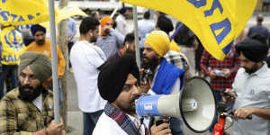 Those in favour of the creation of the independent state of Khalistan in Federation Square on Sunday.