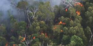 A bushfire burns near Pomonal on Wednesday afternoon.