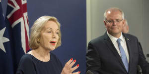 ABC chairwoman Ita Buttrose and Scott Morrison. Mr Morrison said on Monday no government agency,including the ABC,was above Senate scrutiny.