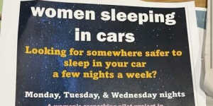 The flyer for a service assisting women sleeping rough in Newcastle.