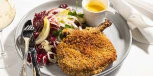 Veal cutlet with radicchio salad.
