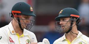 Cameron Green and Mitchell Marsh in Manchester in July during a rare appearance for two all-rounders in an Australian Test team.