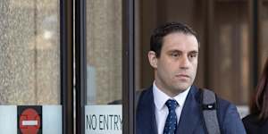 Sam Woodcock,who appeared as a witness on Thursday to answer questions about his time as the supermarket’s category manager of breakfast cereals,muesli bars and spreads,leaving the Federal Court in Sydney. 