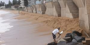 The Collaroy sea wall was hit by a strong swell in January. 
