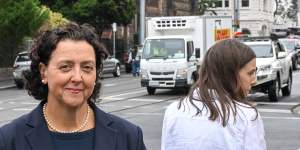 Monique Ryan this week,on the corner of Glenferrie and Burwood roads.