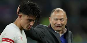 Eddie Jones and England’s Marcus Smith after the side’s 25-25 draw with New Zealand.