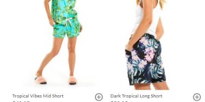 Screen shots show plus-size items at Peter Alexander cost an extra $10 compared to identical items in regular sizes. 