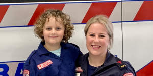 Intensive care paramedic Sasha Clements and her son Charlie,aged seven.