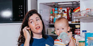 Becky Lucas with her son George at their Marrickville home.