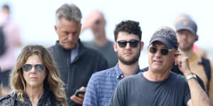 Rita Wilson and Tom Hanks photographed in Sydney last week.