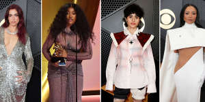 Dua Lipa in Courreges,SZA,Montaigne and Kat Graham in Stephane Rolland at the Grammys.