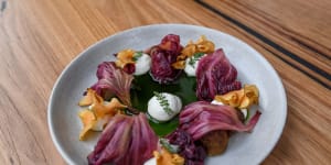 Jerusalem artichoke with grilled radicchio and goat's feta.