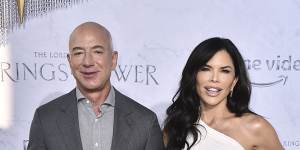 Amazon founder Jeff Bezos with Lauren Sanchez at the premiere.