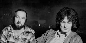 Mark Moffatt (right),among the most gifted guitarists to come from Brisbane in the past 10 years,and Terry McCarthy,another Brisbane musician,make up the new duo The Monitors,1980.