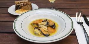 Mussels in escabeche with toast and aioli at Brico.