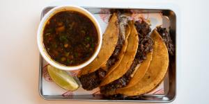 Taco fillings include 24-hour marinated,four-hour slow-cooked beef.