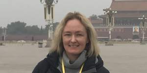 Kirsty Needham in Tiananmen Square as it emptied to become a carpark for delegates and media during the National Congress of the Communist Party.