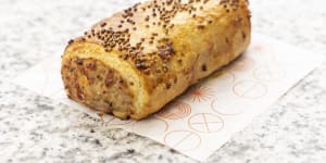 Drom’s pork,fennel and cheese sausage roll.