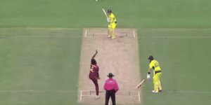 Jake Fraser-McGurk hits a six during his innings against the West Indies.