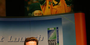 John O’Neill launching the 2003 Rugby World Cup.