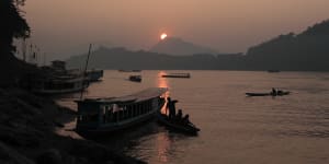 Sunset on the peaceful Mekong.