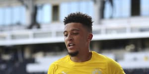 Jadon Sancho reveals a'Justice For George Floyd'after scoring in Borussia Dortmund's 6-1 win over Paderborn.