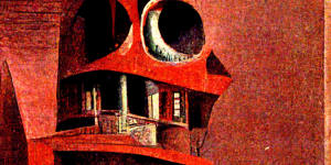 A prize-winning architectural rendering in the style of Max Ernst by Gwyllim Jahn.