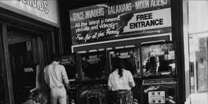 Space Invaders machines on George Street,Sydney on February 25,1981.