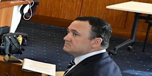 CPB Contractors General Manager,Vince Sanfilippo (right) is seen during the Commission of Inquiry into the CFMEU and Misconduct in the Construction Industry at the Brisbane Magistrates Court in Brisbane.